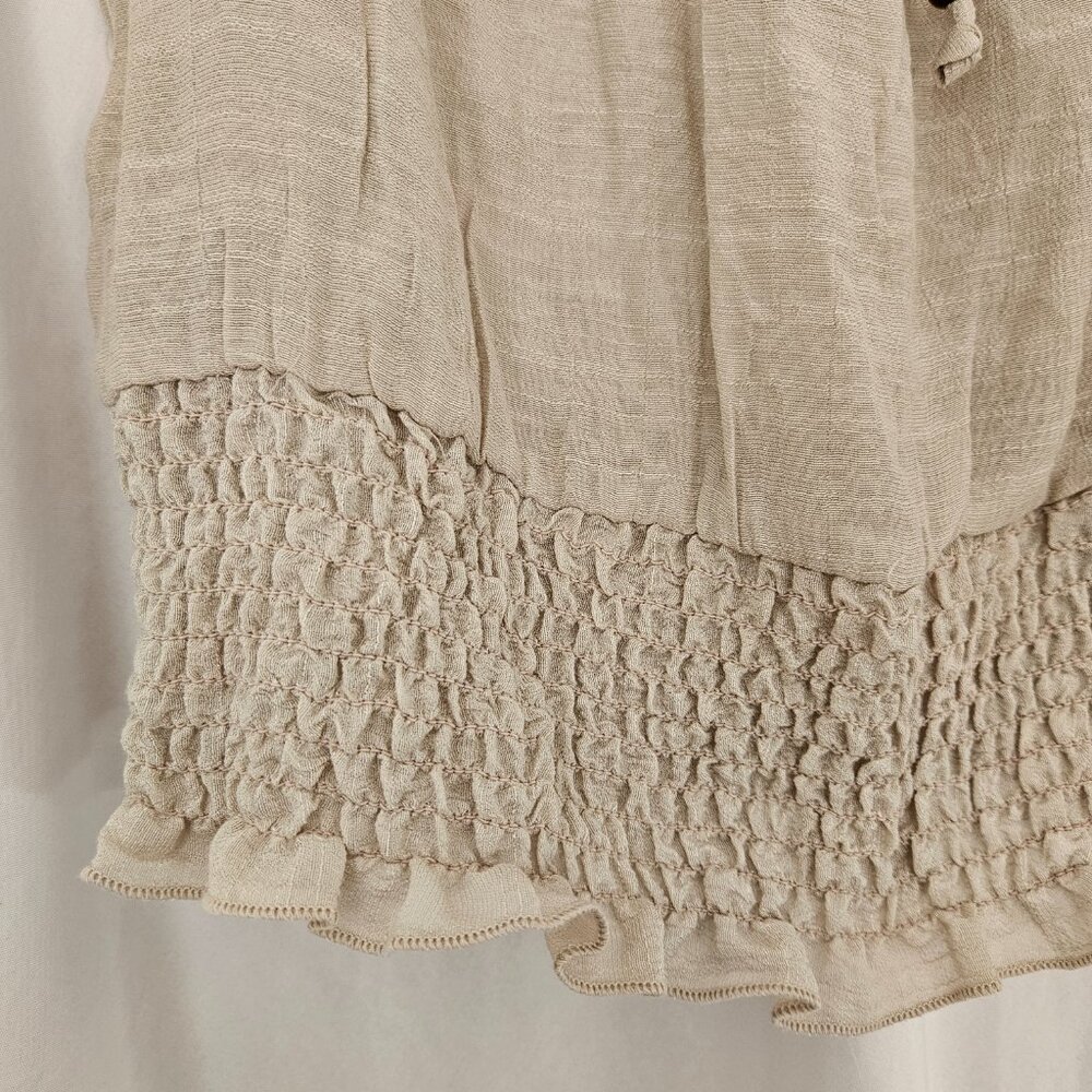 by & by Puff Sleeve Peasant Top round Neck Ruffle Romantic S NWT - Picture 2 of 11